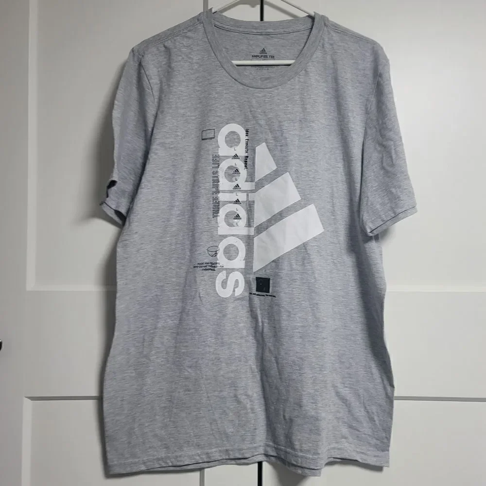 Adidas mid gray heather Amp crewneck tee